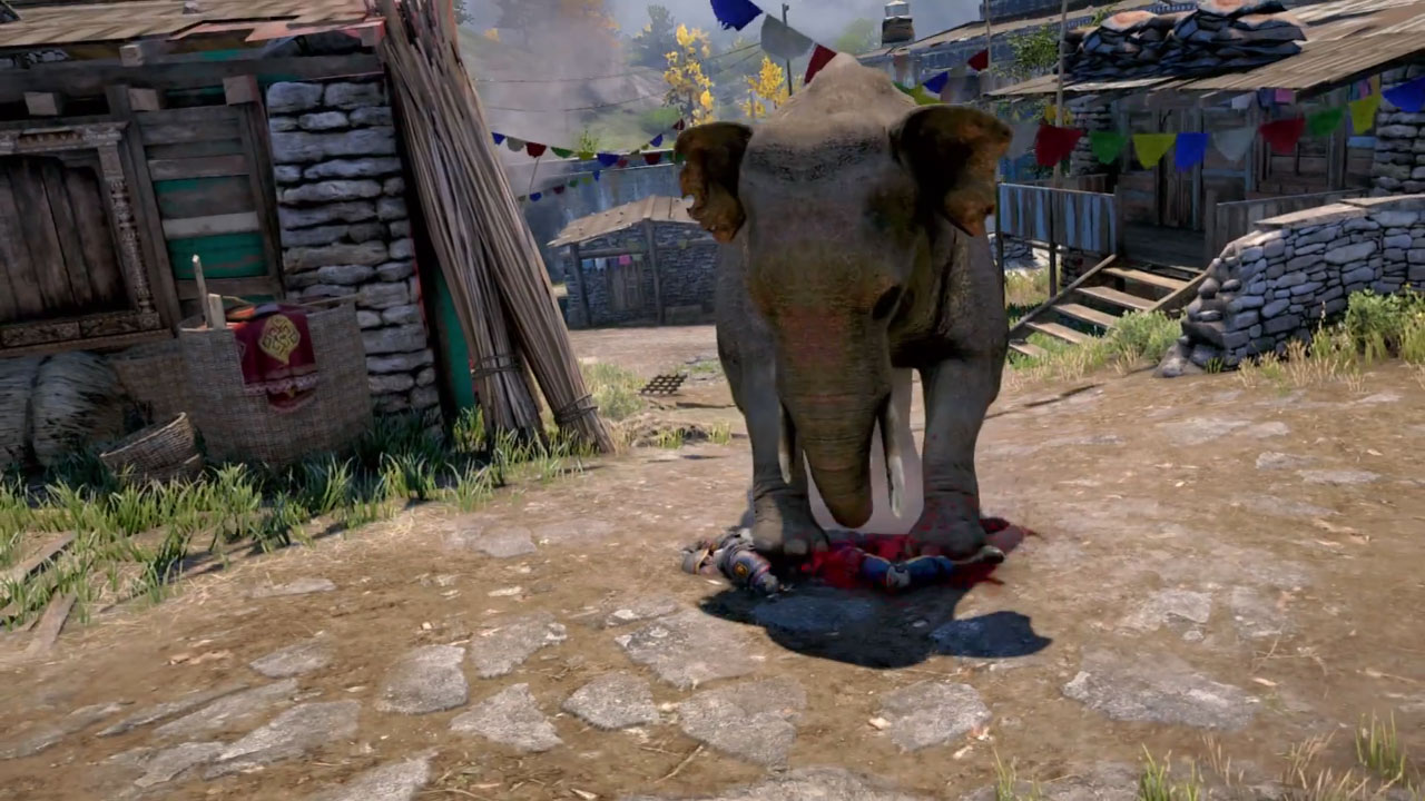 Słonie z Far Cry 4 taranują, miażdżą i miotają przeciwnikami