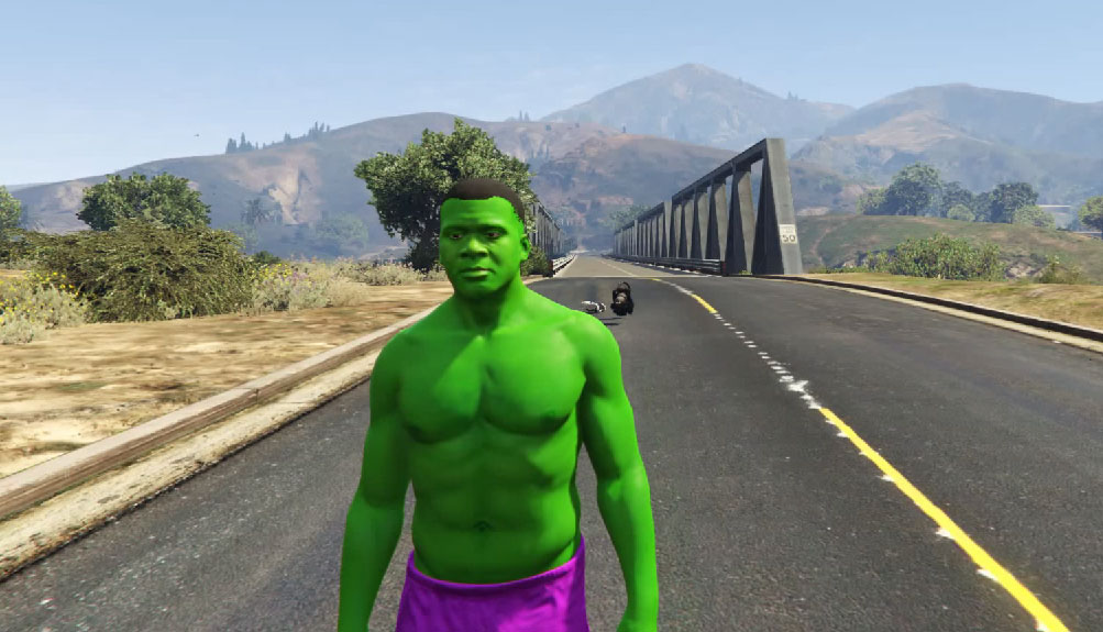 Mody do GTA V – Franklin w roli Hulka wymiata!