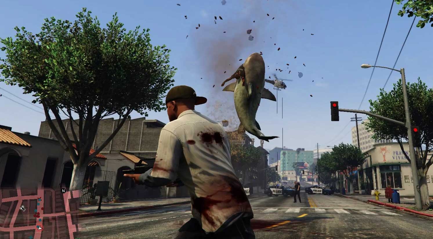 Rekiny polują na ulicach Los Santos. Świetny mod do GTA V