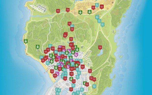 Mapa do GTA 5. Peyote, easter egg, sklepy, kina oraz wiele innych ciekawostek