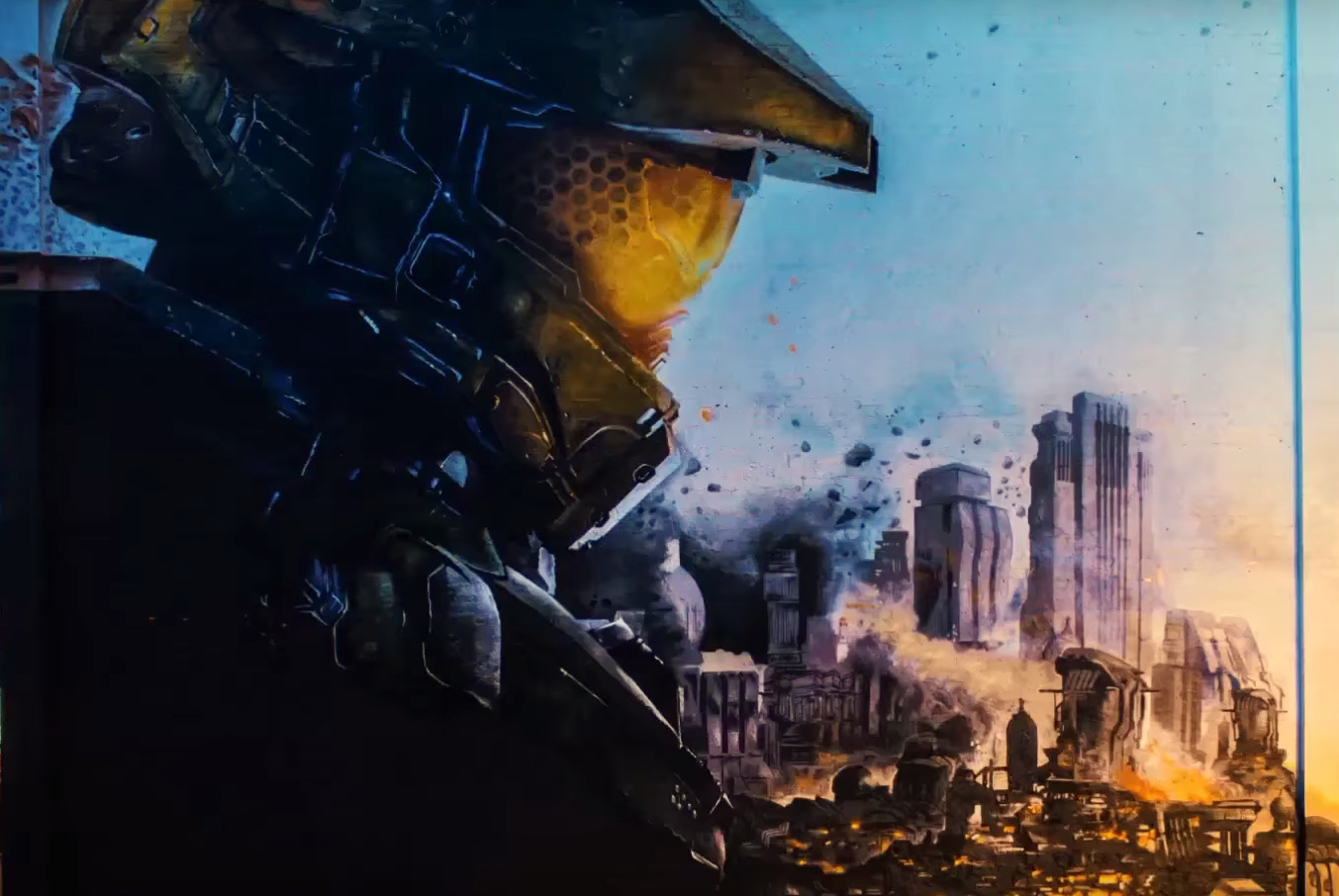 Imponujący mural z Master Chiefem na jednej z kamienic