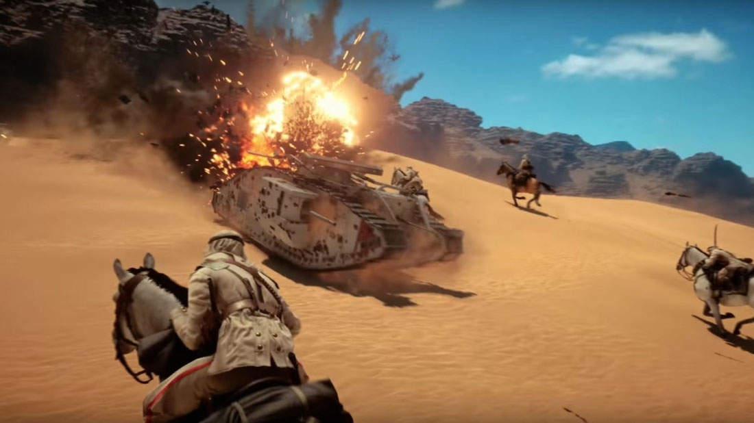 Battlefield 1 – pancerny pociąg, czołgi, konie, samoloty i pustynia. Sporo oglądania!
