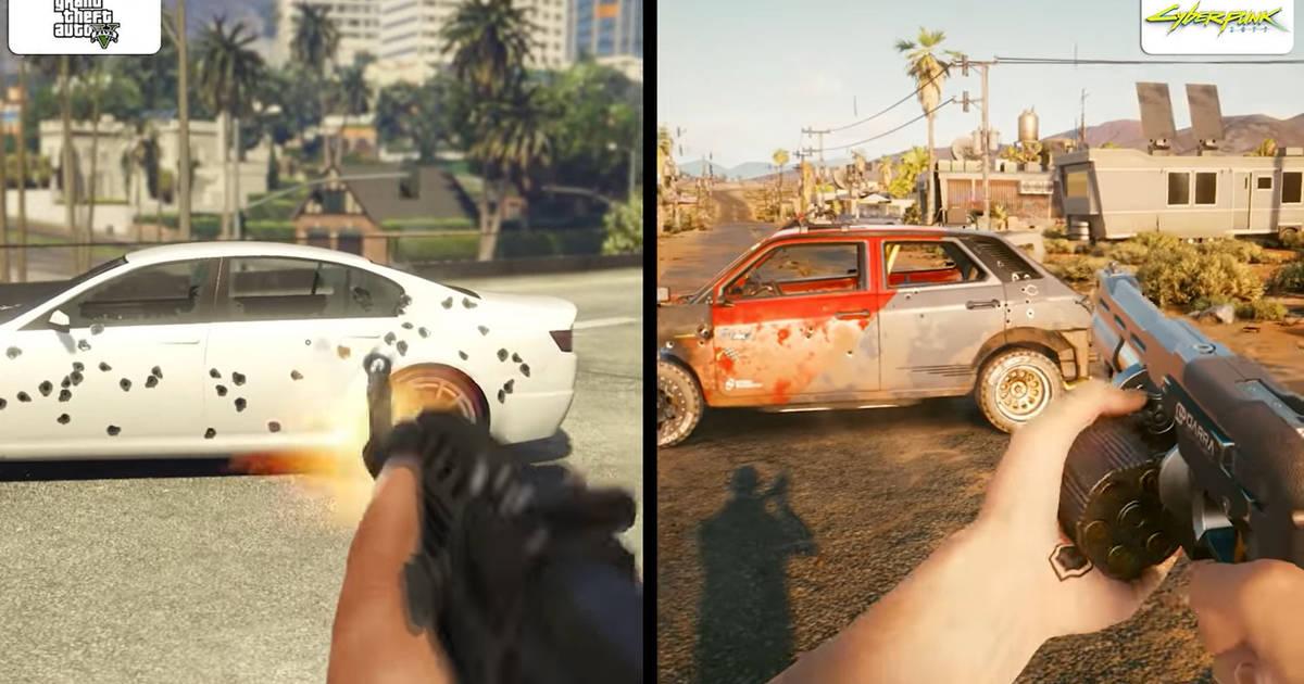 GTA V porównane z Cyberpunk 2077 – ogromna przepaść między grami