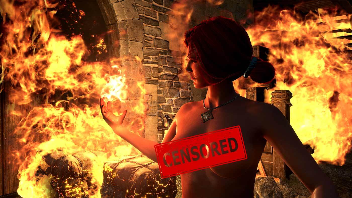 Ocenzurowana naga Triss z gry Wiedźmin 3