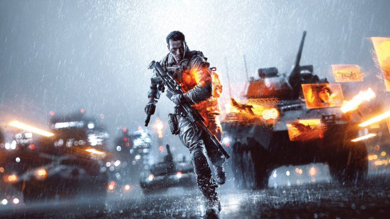 Battlefield 4 - grafika promująca grę z biegnącym żołnierzem