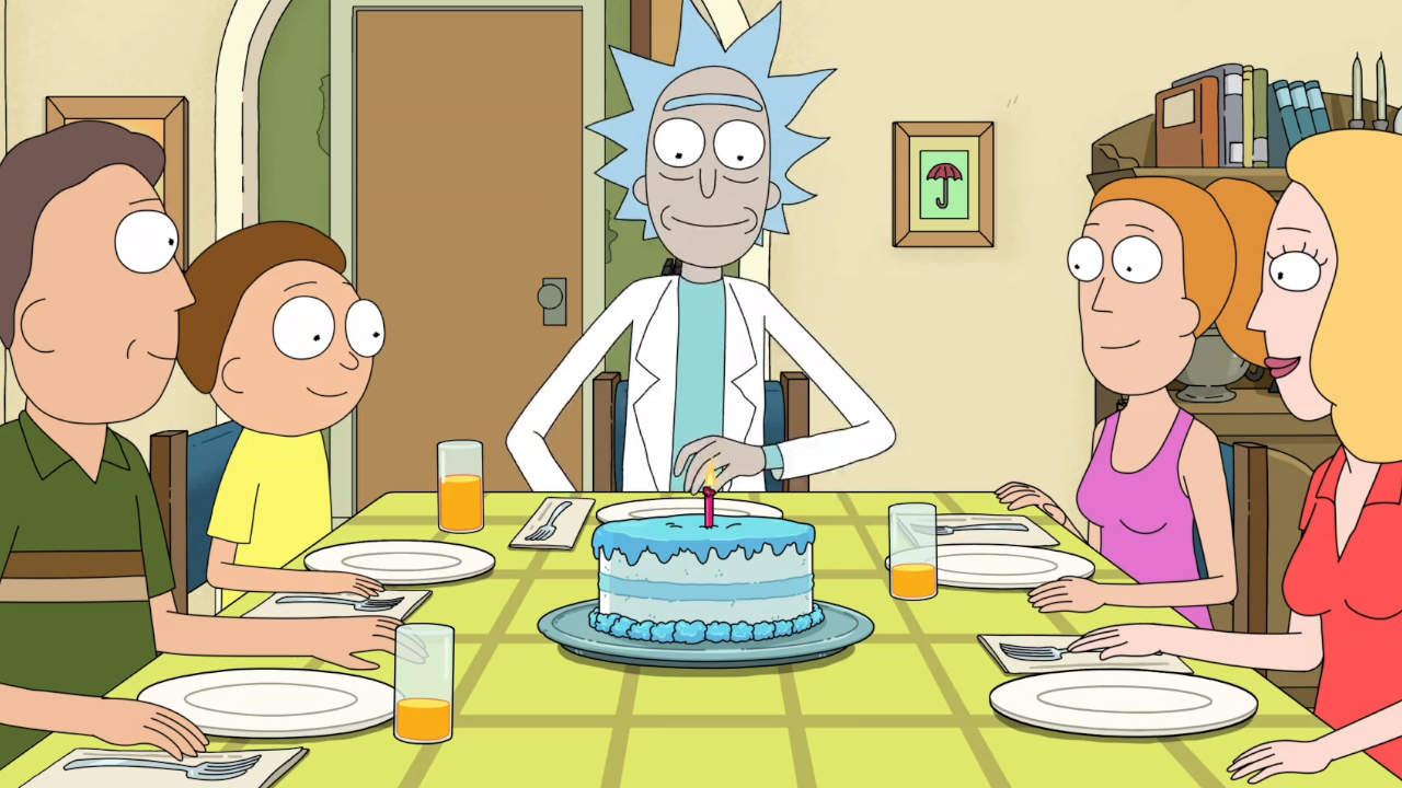 Rick and Morty - rodzina bohaterów zasiadła do stołu, aby zjeść tort