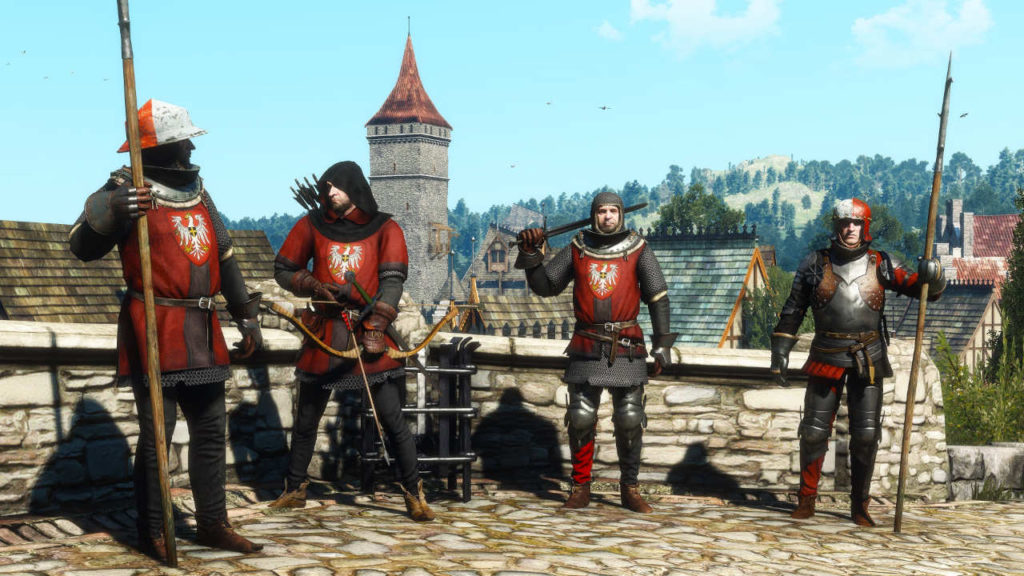 Wiedźmin 3 - czwórka żołnierzy redańskiej armii w nowych strojach
