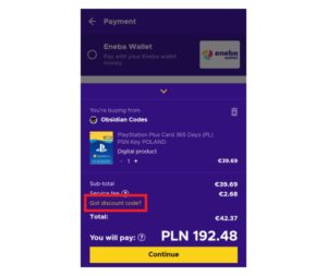 Eneba - mobile - doładowanie psn