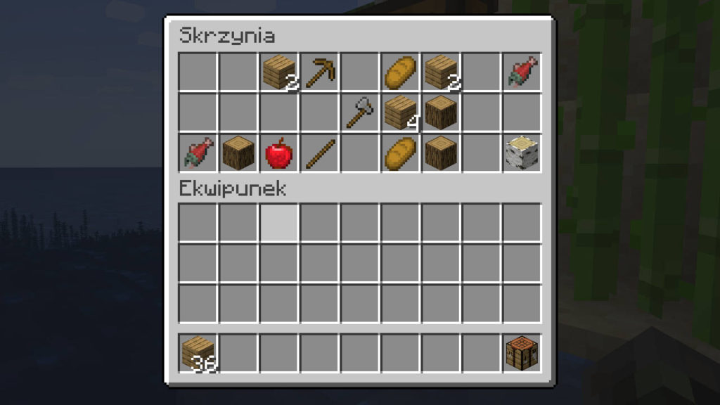 Przykładowa zawartość bonusowej skrzyni - Minecraft