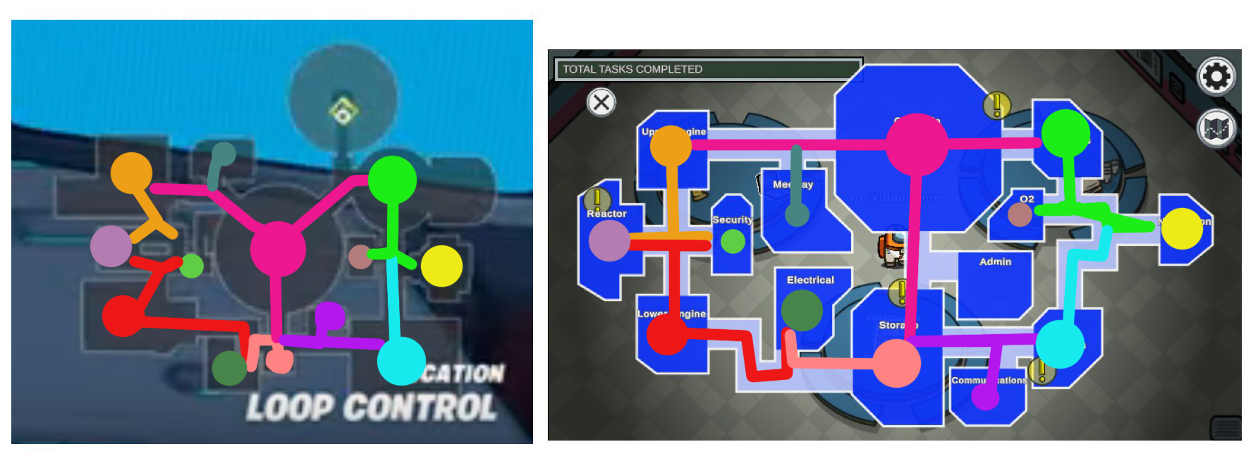 Porównanie map Fortnite i Among Us