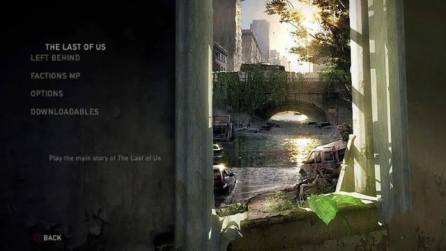 The Last of Us - grafika koncepcyjna nowego menu z widokiem na most w mieście na tle ładnego słońca