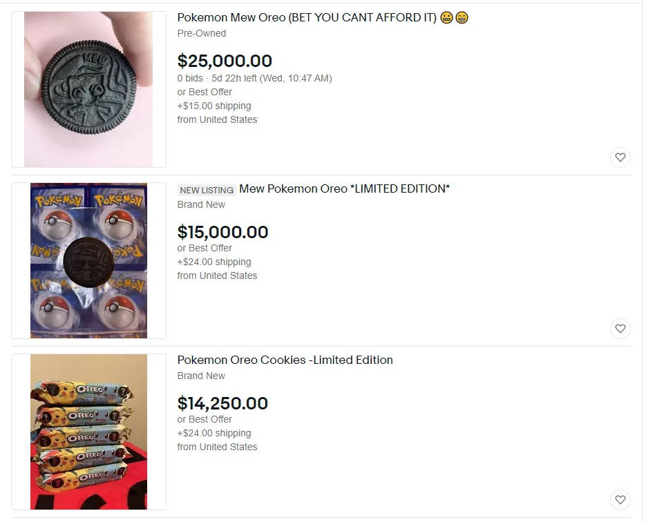 Pokemon x Oreo - ebay - aukcje - oferta za 25 tysięcy dolarów - PG