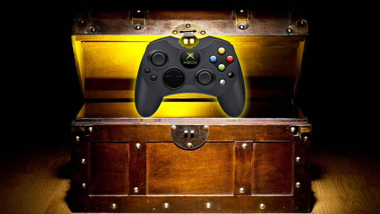 Skrzynia ze skarbem i kontroler Xbox