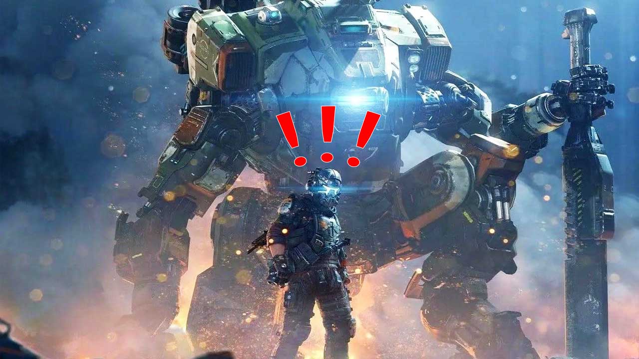 Titanfall 2 - mech i postać z wykrzyknikami nad głową