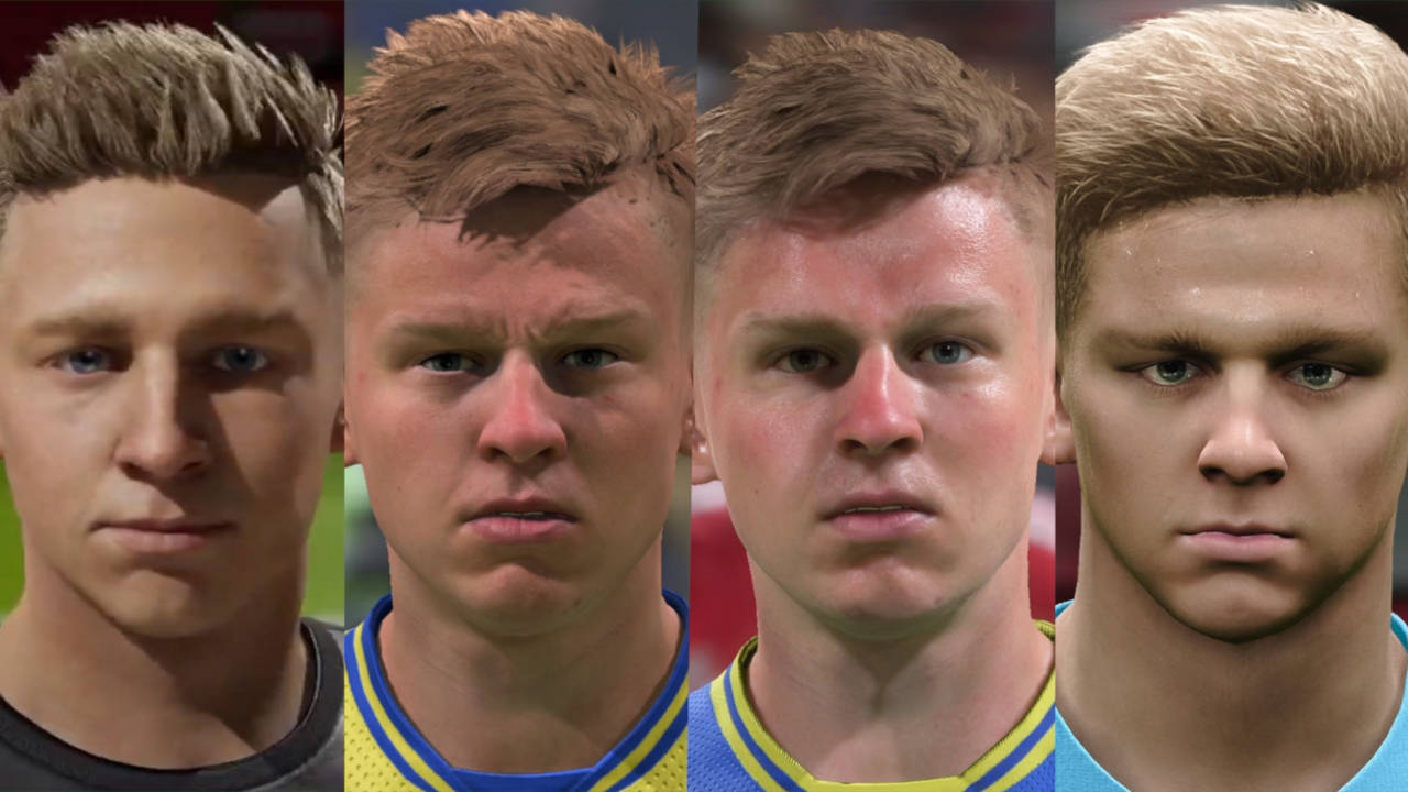 UFL vs FIFA 21 vs FIFA 22 vs eFootball - porównanie twarzy Oleksandra Zinchenko - PG