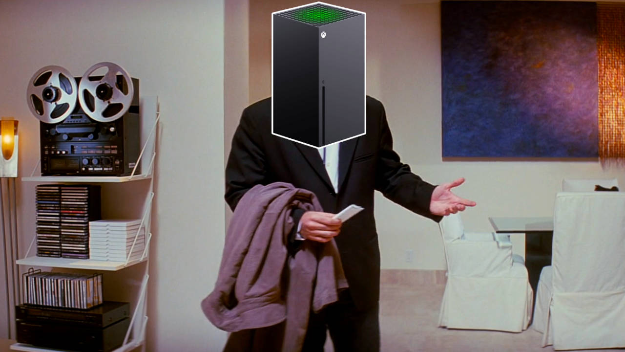 meme Confused Travolta z nałożonym na twarz bohatera Xbox Series X