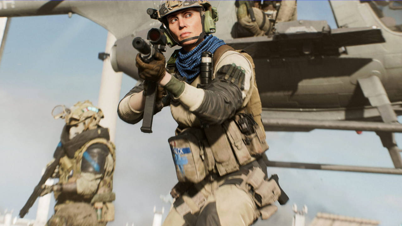 Battlefield 2042 - Hazard Zone - żołnierze wyskoczyli z helikoptera i idą w kierunku pola walki