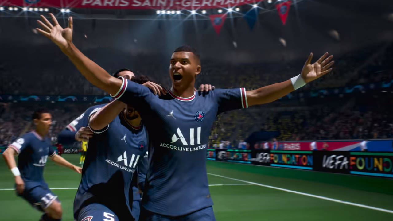 FIFA 22 - Kylian Mbappé cieszy się ze strzelenia gola