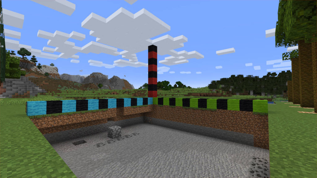 Minecraft - linijka z klocków w osiach XYZ