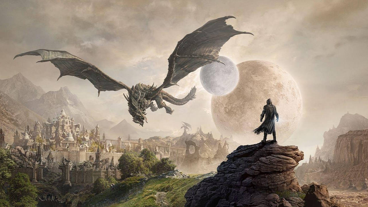 The Elder Scrolls VI - smok i zamek w tle - kadr pochodzi z TES Online