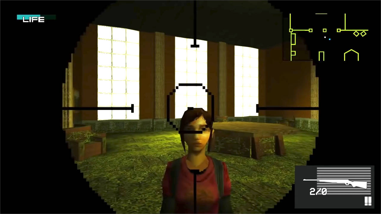 The Last of Us PSX demake - Joel celuje przez lunetę broni do Ellie