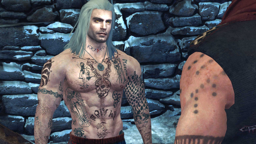 Wiedźmin 3 Dziki Gon - wytatuowany Geralt (Henry Cavill)