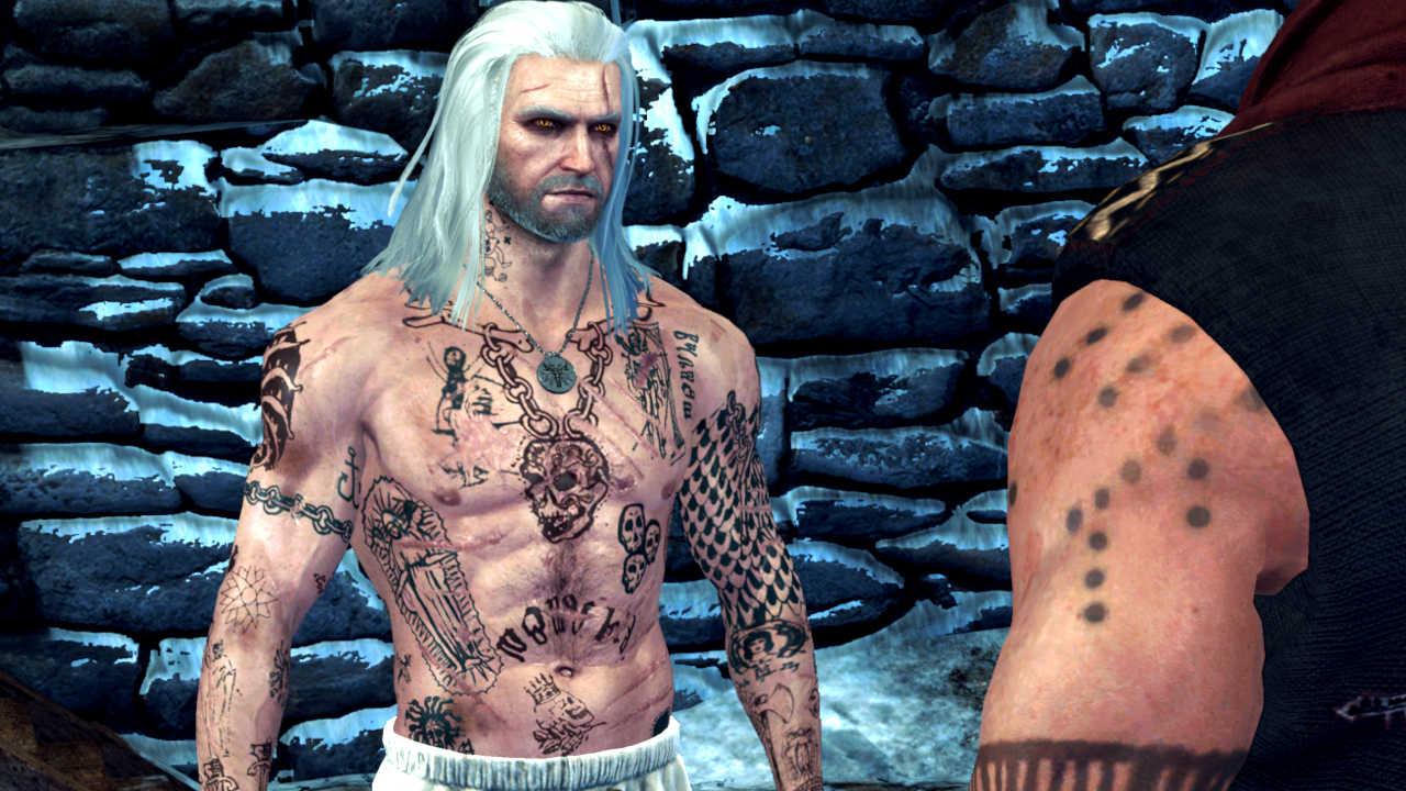 Wiedźmin 3 Dziki Gon - wytatuowany Geralt