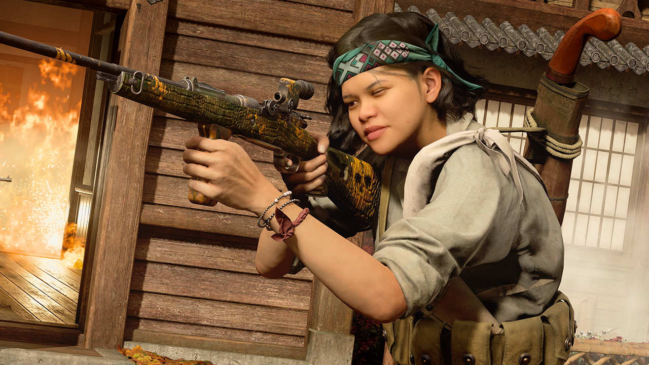 Call of Duty Vanguard - żołnierka celuje z karabinu