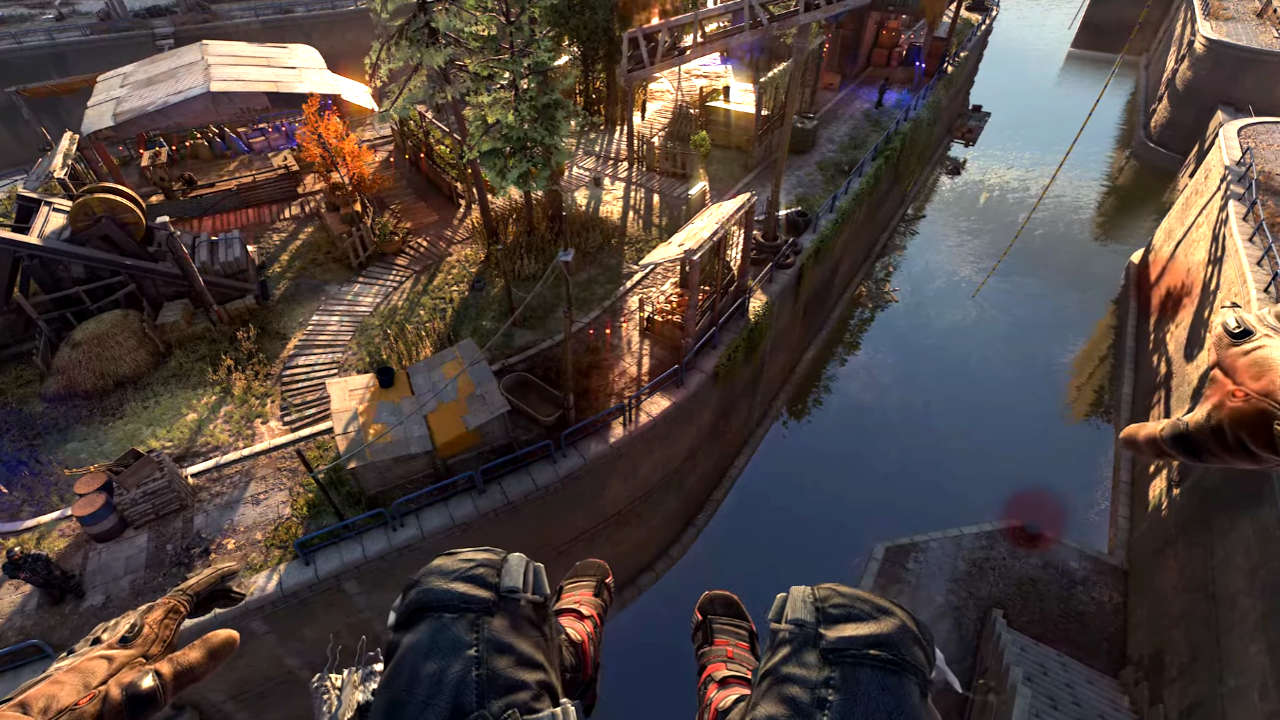 Dying Light 2 Stay Human - parkour - główny bohater skacze nad rzeką