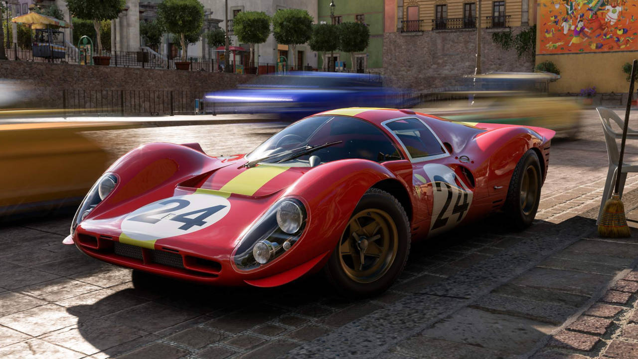 Forza Horizon 5 - czerwony samochód sportowy stoi w mieście