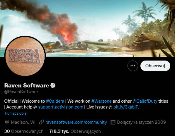 Call of Duty Warzone - tatuaż pupa pośladki logo Raven Software