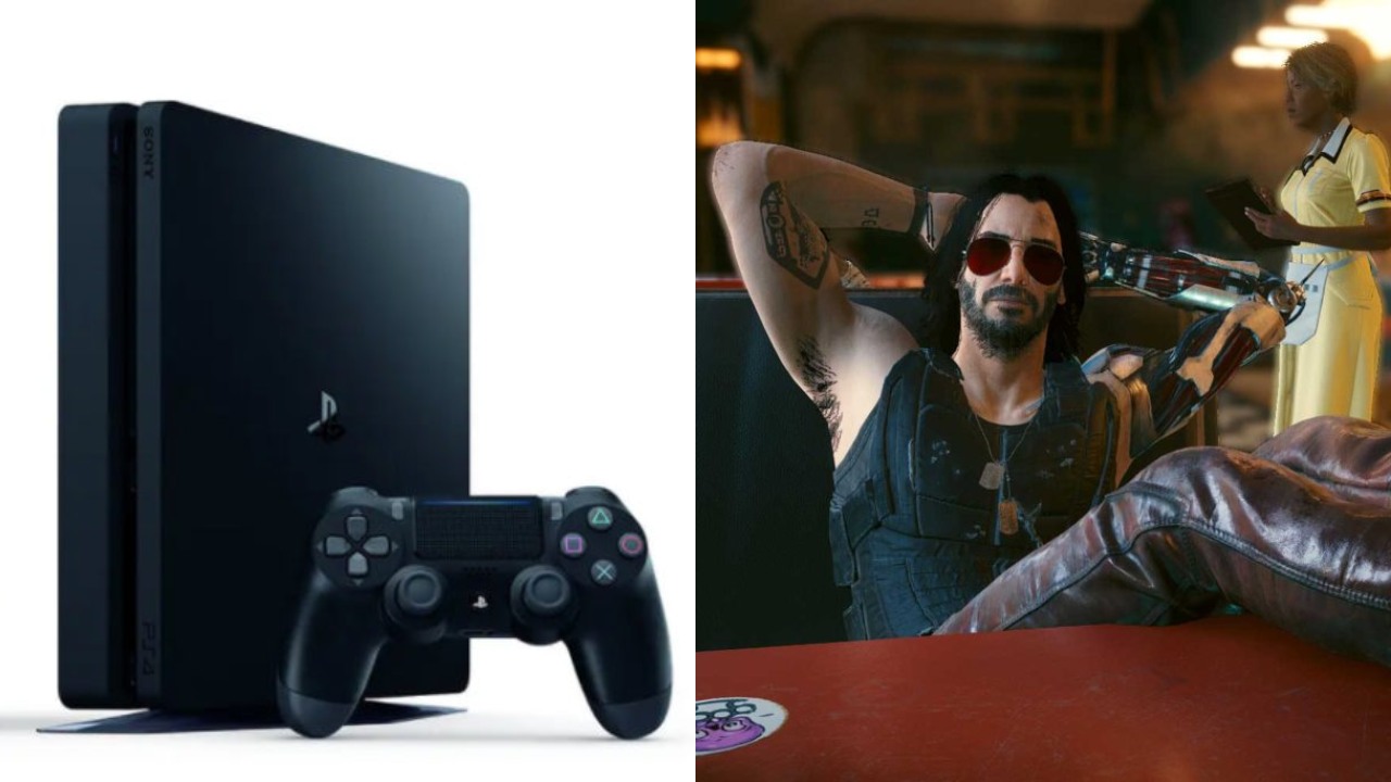 Cyberpunk 2077 - Johnny Silverhand - konsola PS4 i kontroler DualShock 4