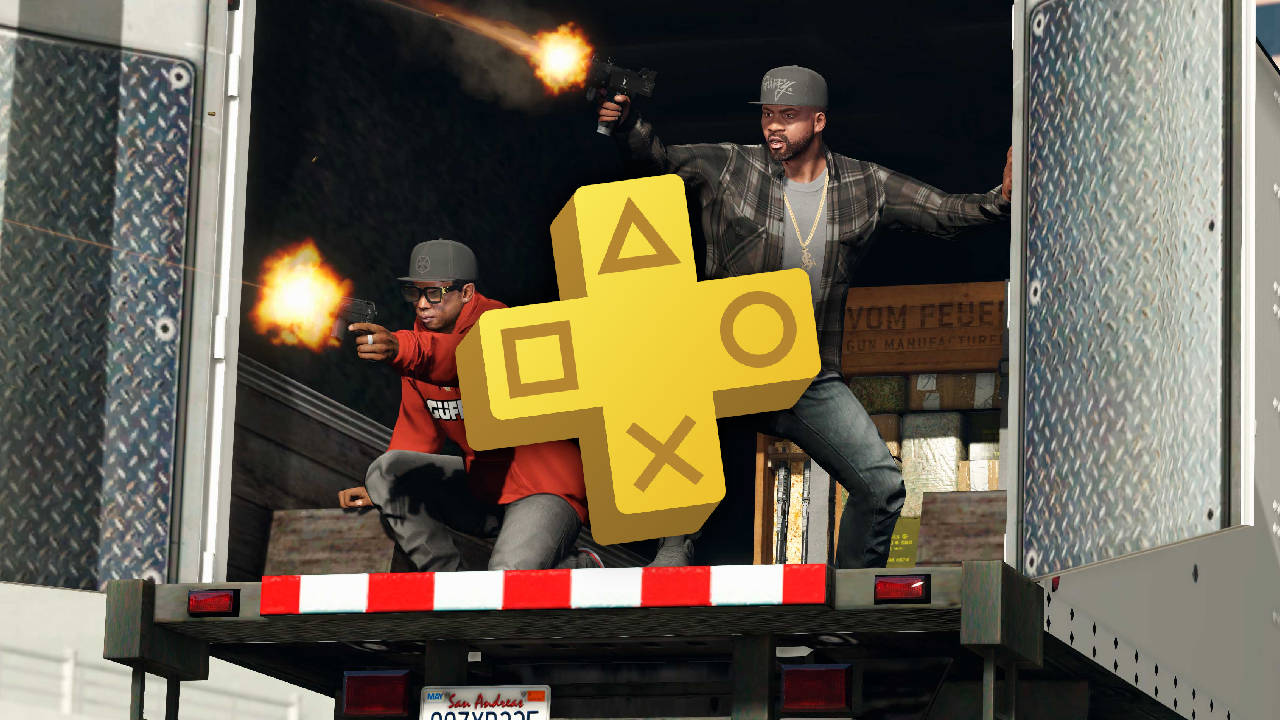 PS Plus marzec 2022 - logo - GTA Online - strzelanina