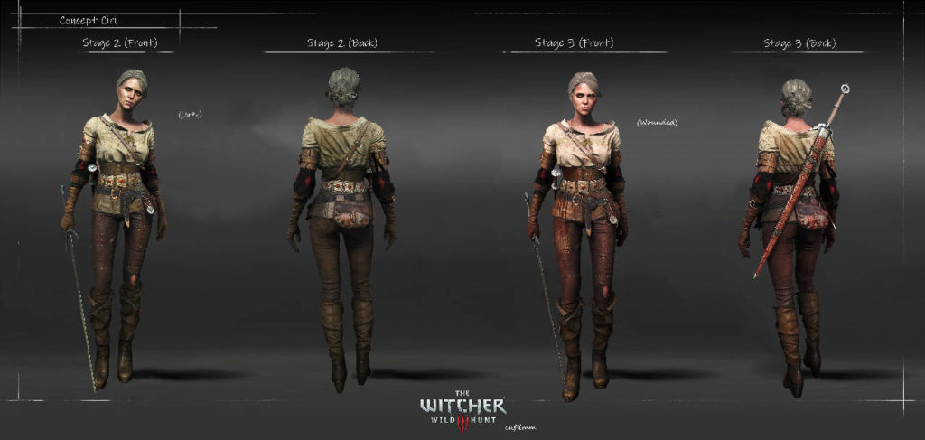 concept Ciri - czerwony pasek, biała koszula