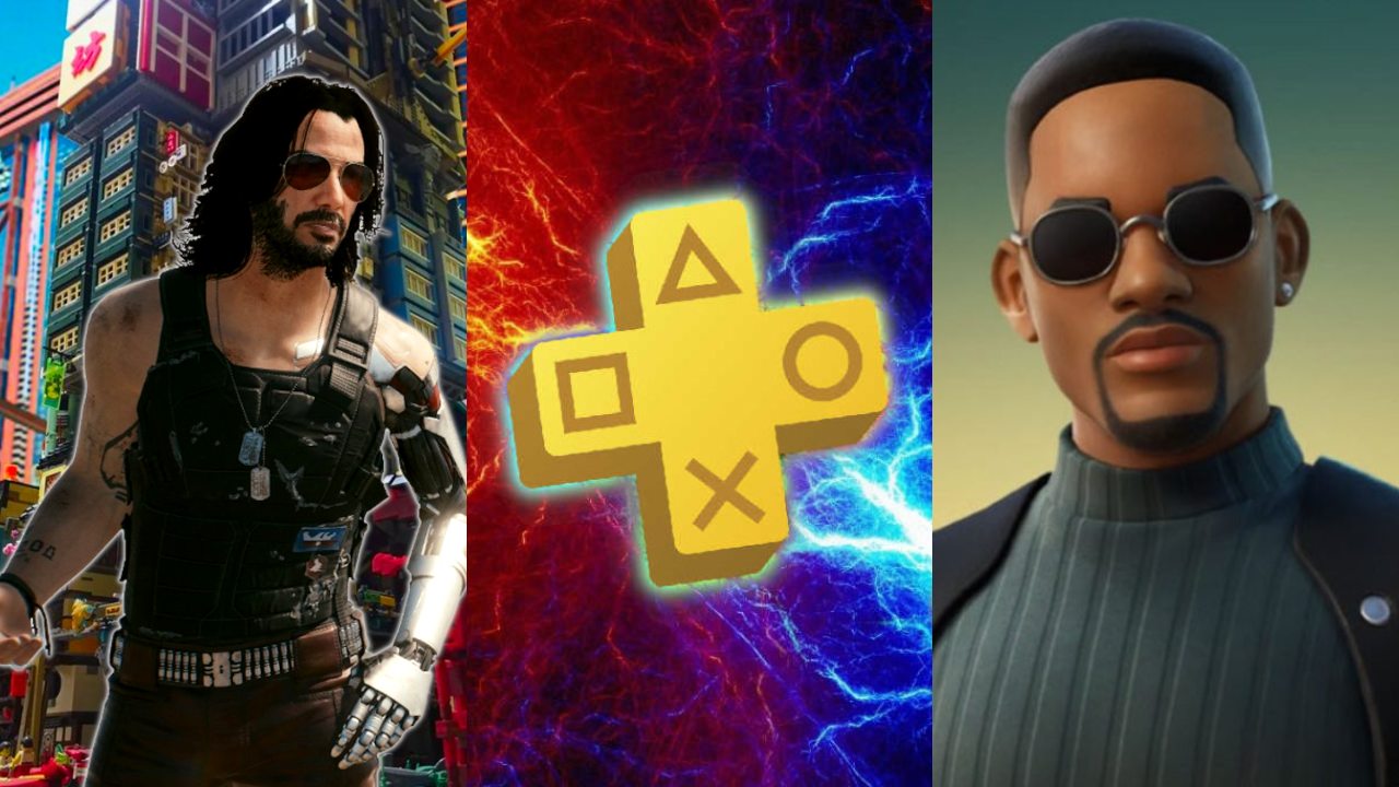 Johnny Silverhand - Cyberpunk 2077 - Night City LEGO, logo PS Plus, Will Smith Fortnite skin