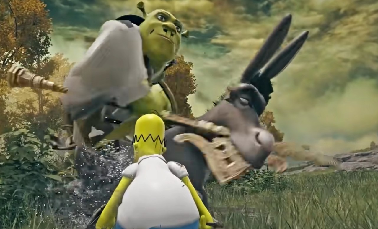 Elden Ring z Simpsonem i Shrekiem