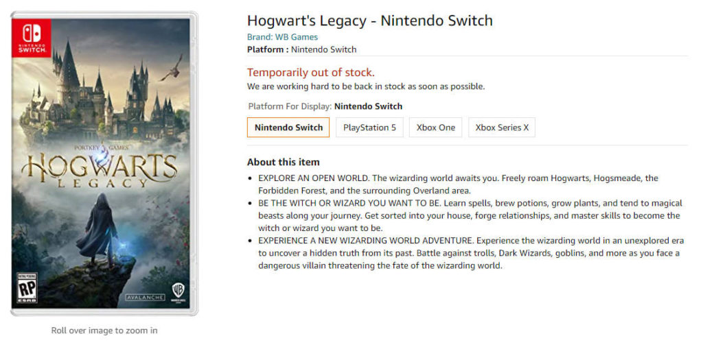 Hogwarts Legacy - Nintendo Switch - oferta Amazon