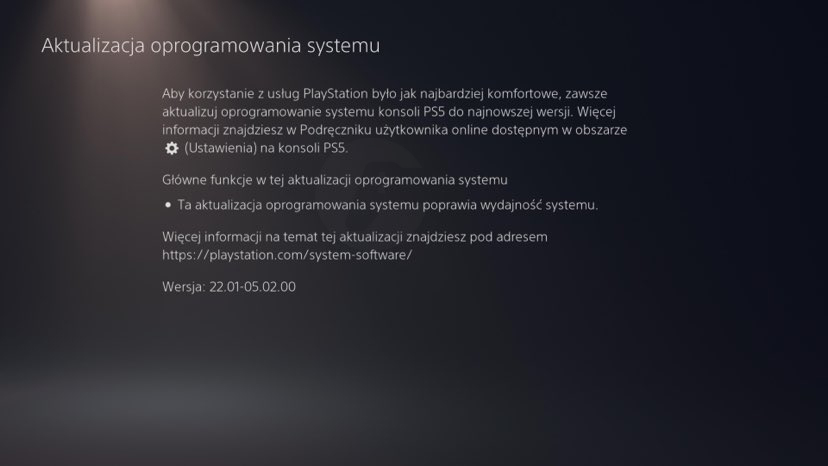 Aktualizacja PS5