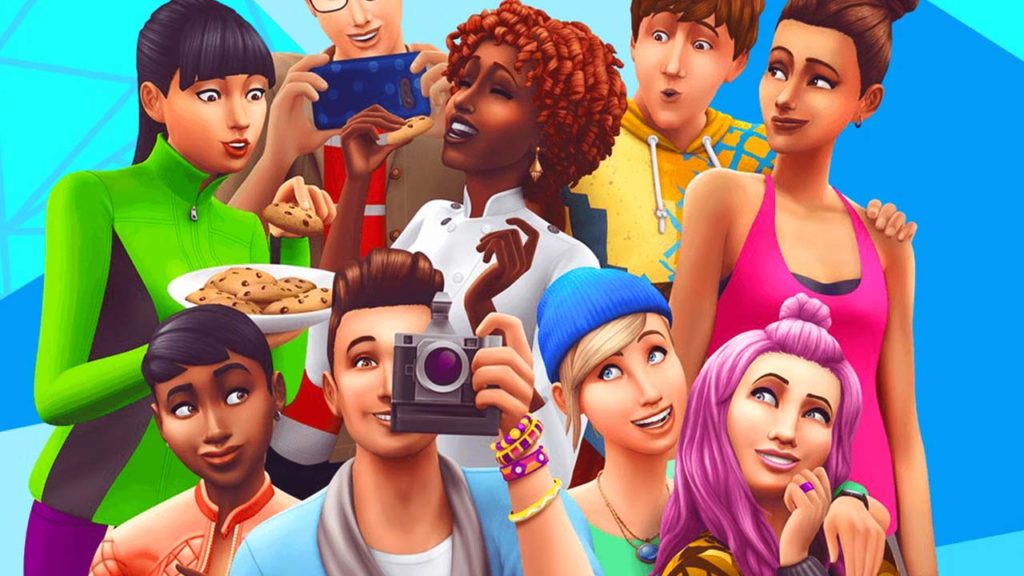 Postacie z The SIms 4 śmieją się do kamery