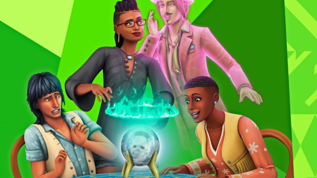 The Sims 4 - dodatek Zjawiska Paranormalne - postacie nad kulą czarownicy i duch