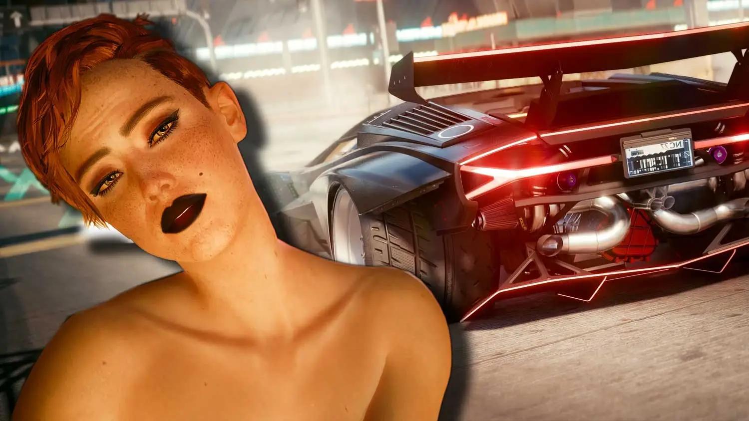 Cyberpunk 2077 - Aurore Cassel i samochód Lamborghini