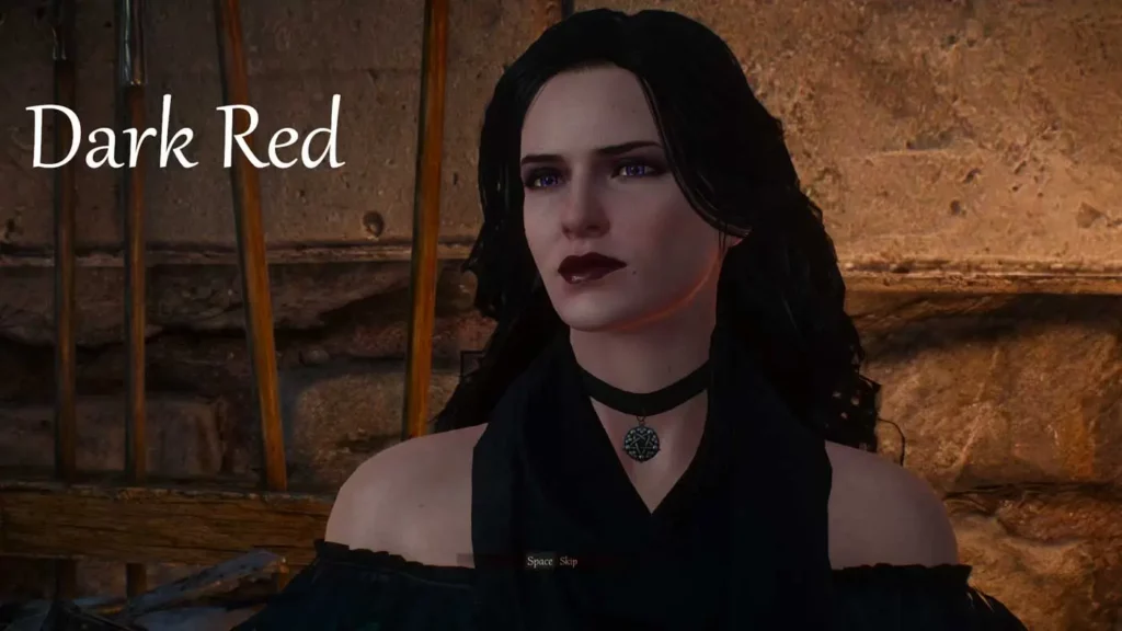 Wiedźmin 3 - Yennefer z ustami w kolorze Dark Red.