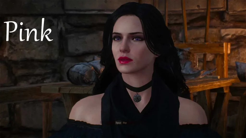 Wiedźmin 3 - Yennefer z ustami w kolorze Pink.
