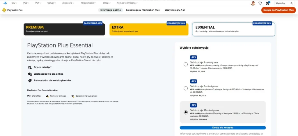 PS Plus Essential w promocji w PS Store.
