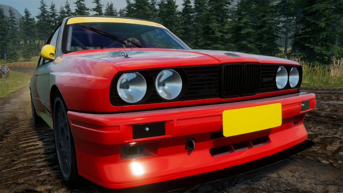 Screen z darmowej gry na Steam - Rally Evolution 2025. W kadrze sportowe auto rally. Screen obrazuje tekst z 6 premierami free to play z serii Evolution 2025.