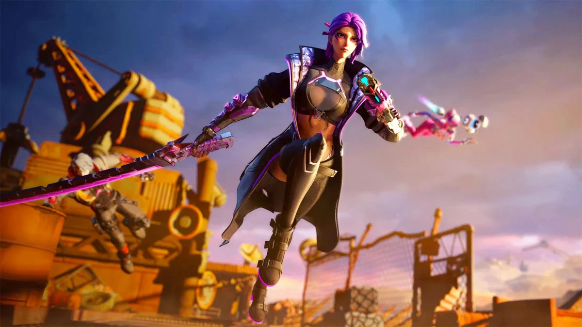 Screen z darmowej gry akcji Terminull Brigade na PS5. Tytuł dzisiaj ma premierę w PS Store. W kadrze widzimy bohaterkę z mieczem.