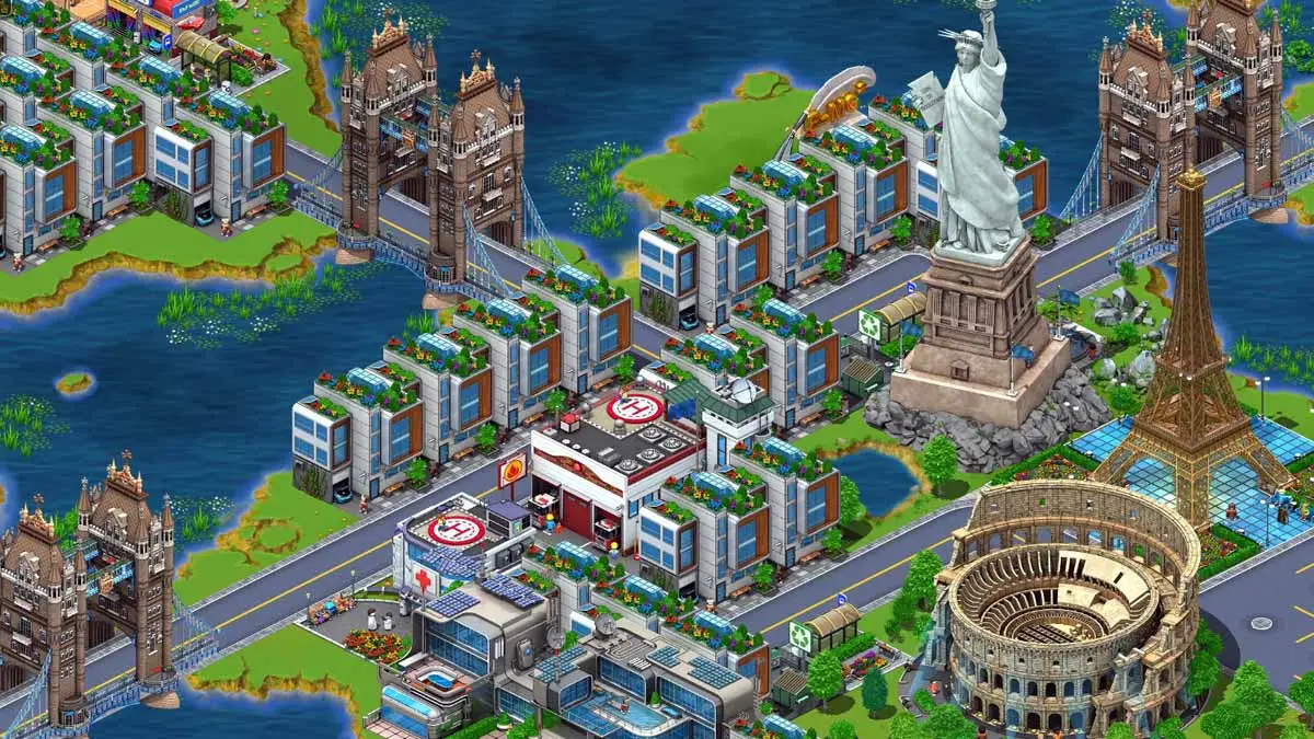Screen z gry Virtual City Playground: Build Your Metropolis. To darmowy city builder inspirowany SimCity.